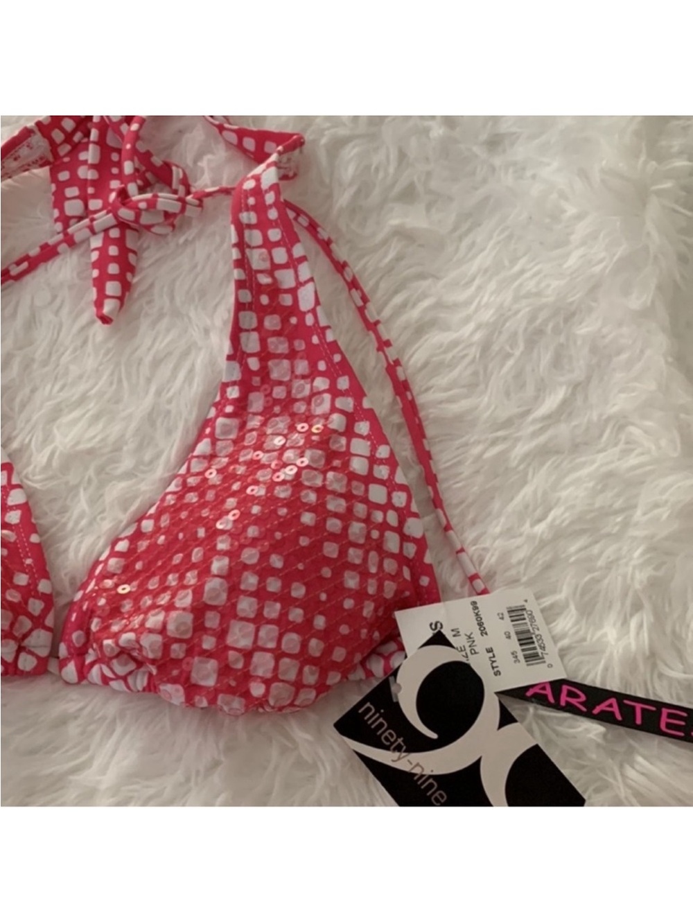 Pink Light Sequins Halter Tie Top Only - Picture 9 of 13